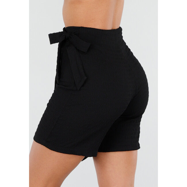 Tall Schwarzer Stretch-Skort mit Schleifenverschluss und leicht strukturiertem Material