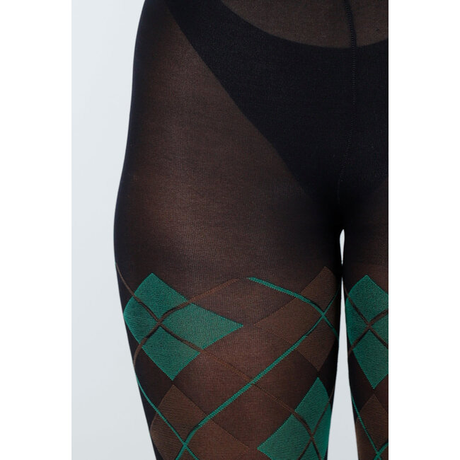 Grüne Strumpfhose mit Argyle-Muster