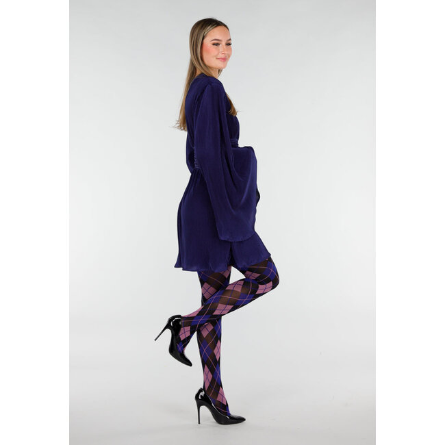 Blaue rosa Strumpfhose mit Argyle-Muster