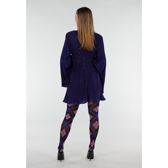 Blaue rosa Strumpfhose mit Argyle-Muster