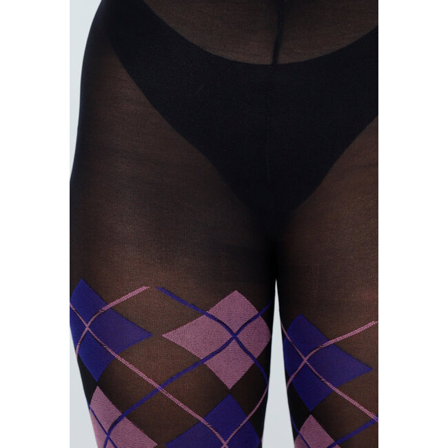 Blaue rosa Strumpfhose mit Argyle-Muster