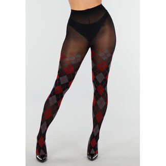 Graue rote Strumpfhose mit Argyle-Muster