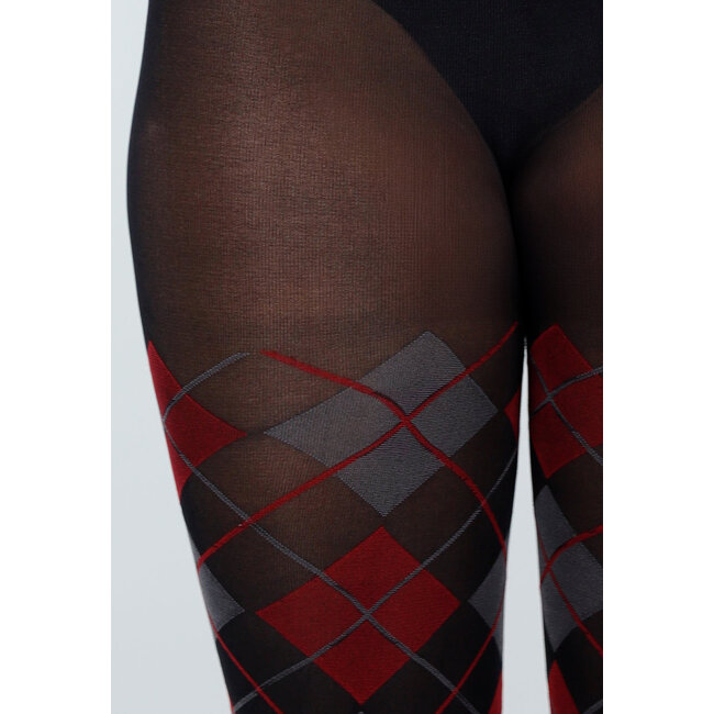 Rote graue Strumpfhose mit Argyle-Print