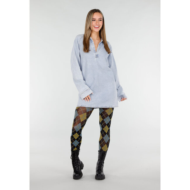 Blaue gelbe Strumpfhose mit Argyle-Muster