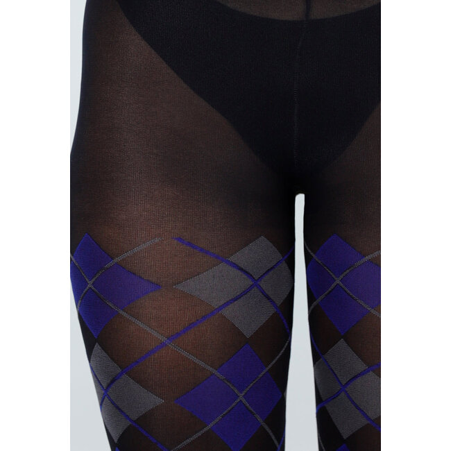 Dunkelblaue graue Strumpfhose mit Argyle-Muster