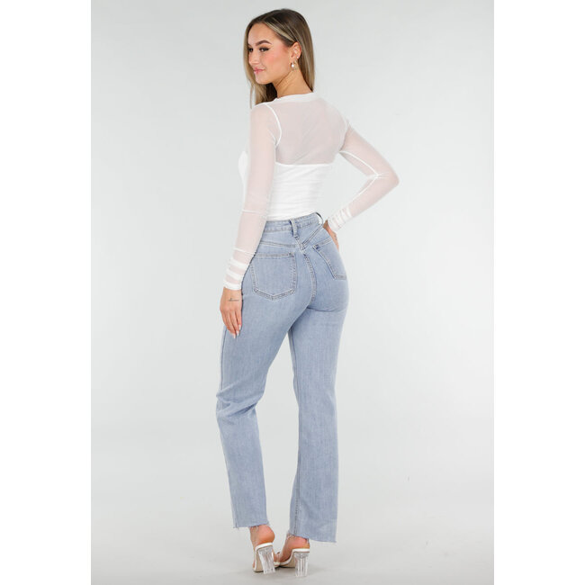 Weißer Mesh-Body mit langen Ärmeln