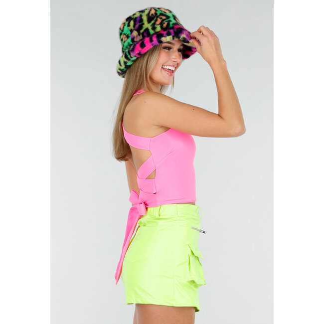 Multicolor Teddy Bucket Hat mit Leopardenmuster