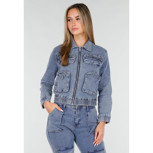 Denim-Cargo-Set Blau