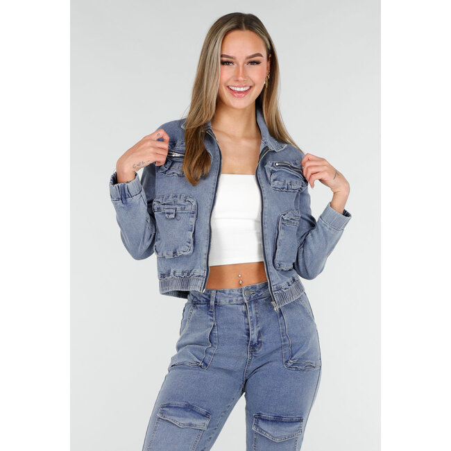 Denim-Cargo-Set Blau