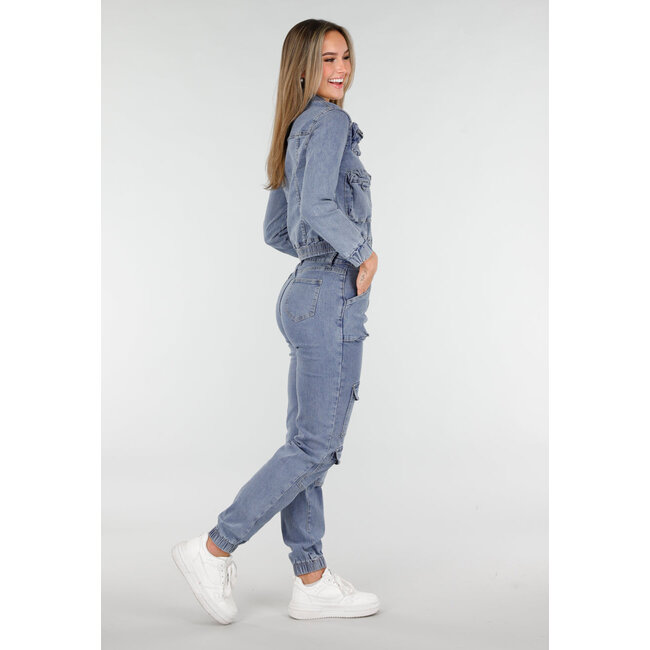 Denim-Cargo-Set Blau