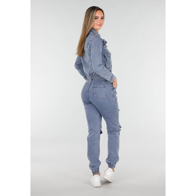 Denim-Cargo-Set Blau