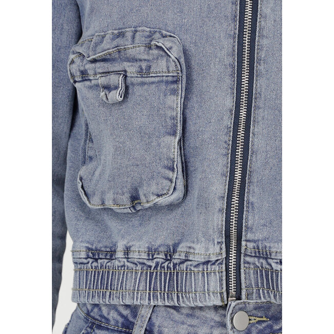 Denim-Cargo-Set Blau