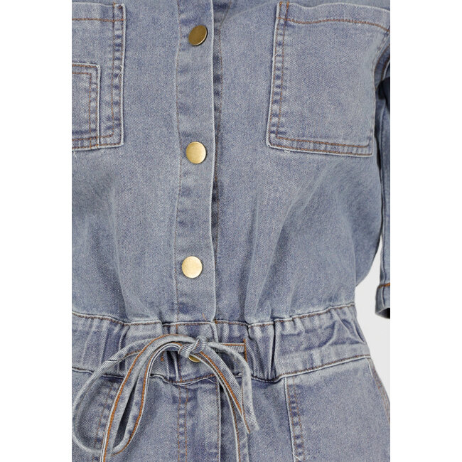 Denim-Jumpsuit mit elastischer Taille Blau