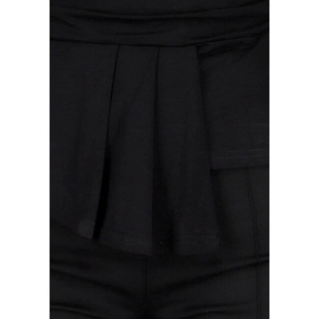 Cold Shoulder Peplum Top mit Choker Schwarz