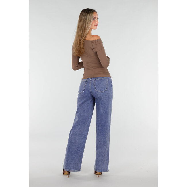 Braunes One-Shoulder-Stretch-Top