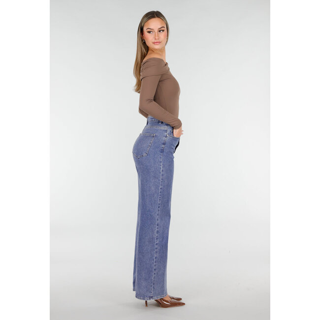 Braunes One-Shoulder-Stretch-Top