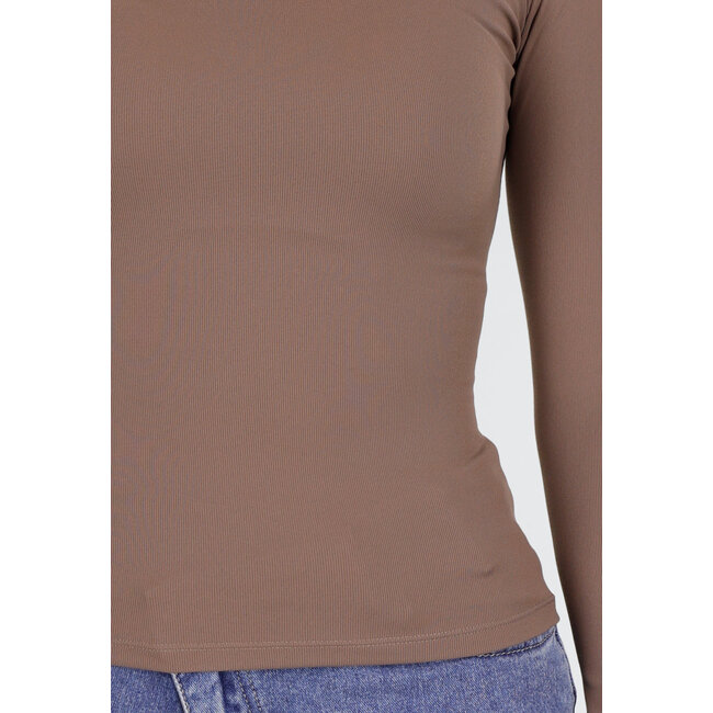 Braunes One-Shoulder-Stretch-Top