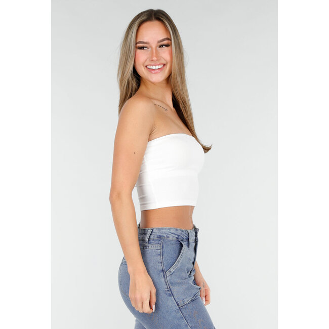 Weißes Bandeau-Crop-Top mit Polstern