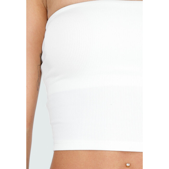 Weißes Bandeau-Crop-Top mit Polstern