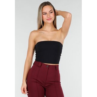 Schwarzes Bandeau-Crop-Top