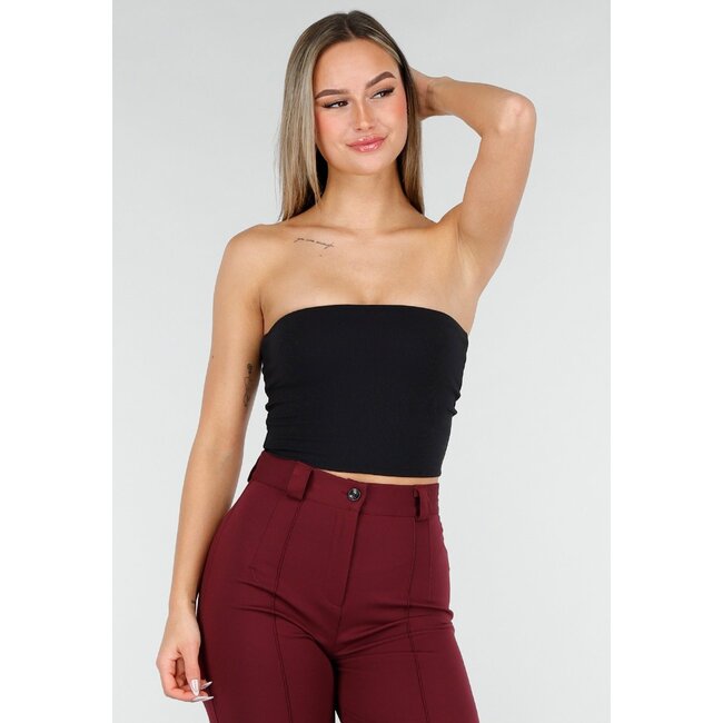 Schwarzes Bandeau-Crop-Top