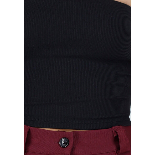 Schwarzes Bandeau-Crop-Top mit Polstern