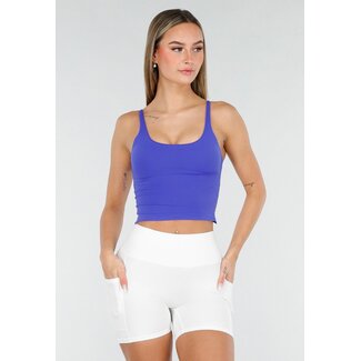Blaues Stretch-Sport-Top mit Polstern