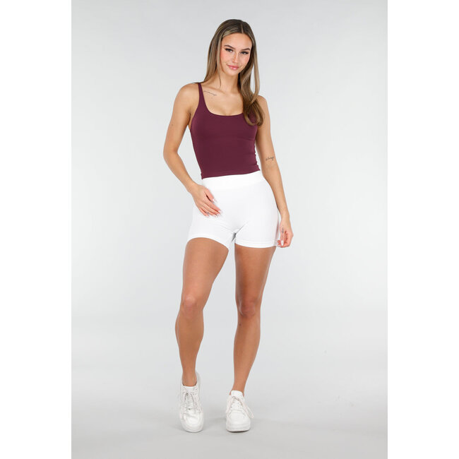 Bordeaux Sport-Top mit Spaghettiträgern und Polstern