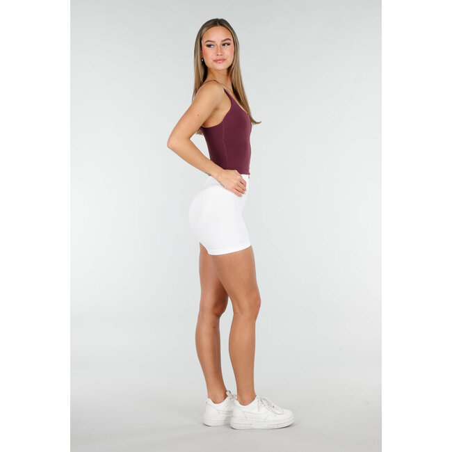 Bordeaux Sport-Top mit Spaghettiträgern und Polstern