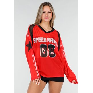 Rotes Mesh-Trikot mit langen Ärmeln