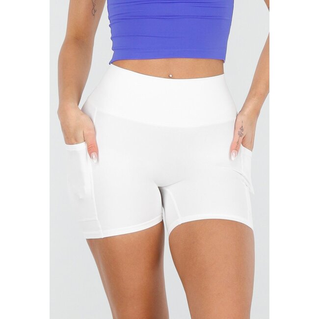 Weiße Sportshorts mit hoher Taille