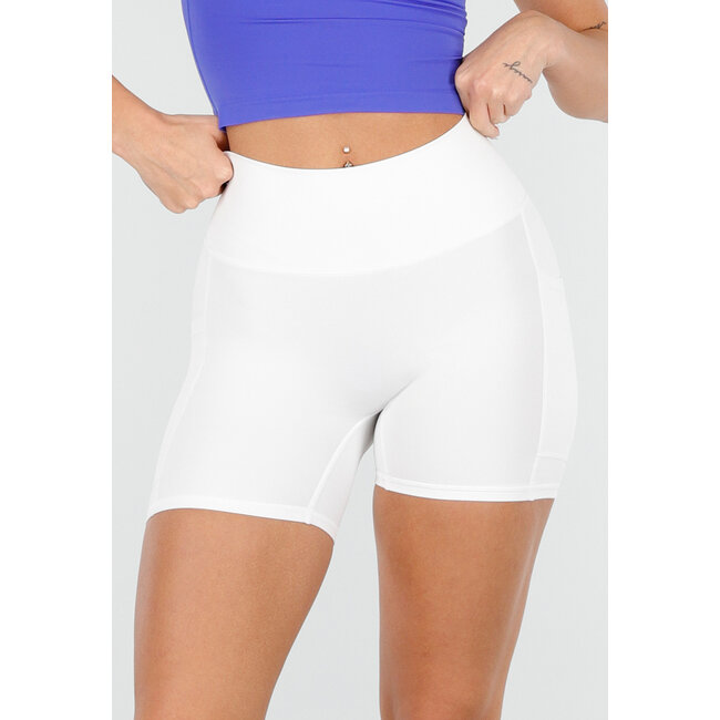 Weiße kurze Sportleggings mit Stretch