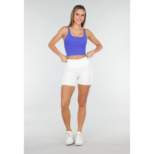 Weiße kurze Sportleggings mit Stretch