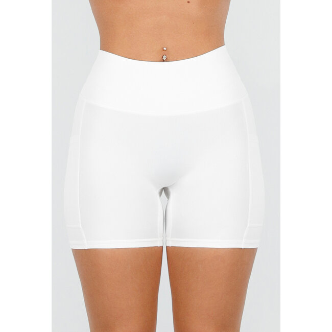 Weiße kurze Sportleggings mit Stretch
