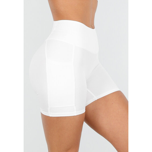 Weiße kurze Sportleggings mit Stretch