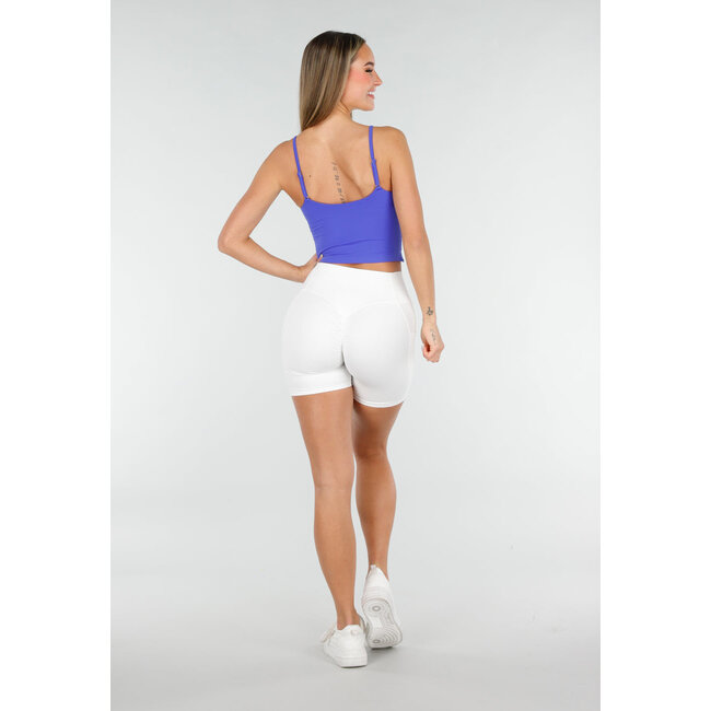 Weiße kurze Sportleggings mit Stretch