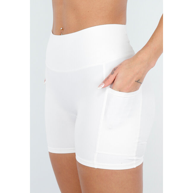 Weiße kurze Sportleggings mit Stretch
