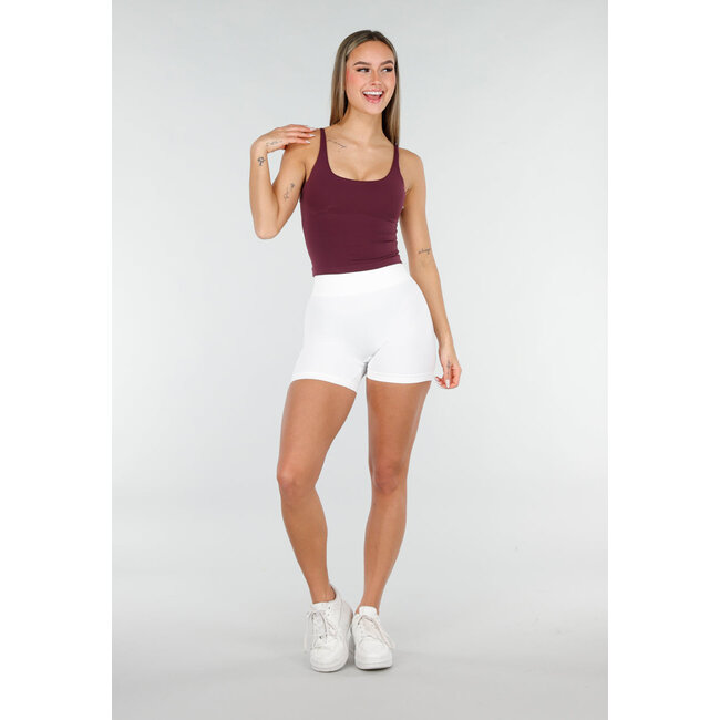 Weiße Sportshorts mit hoher Taille und Stretchanteil