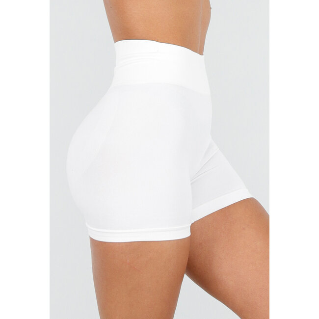 Weiße Sportshorts mit hoher Taille und Stretchanteil