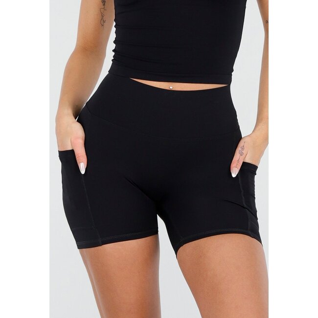 Schwarze kurze Sportleggings mit Stretch