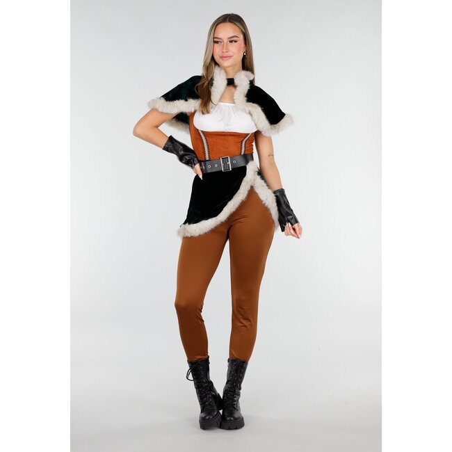 Braunes Wikinger-Kostüm mit Fell