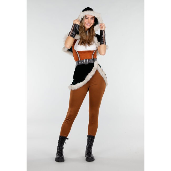 Braunes Wikinger-Kostüm mit Fell