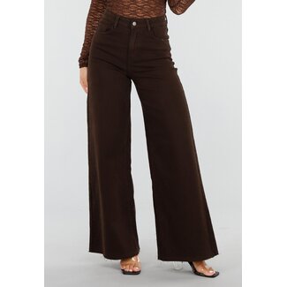 Redial Jeans Denim-Stretchhose in Braun mit weitem Bein