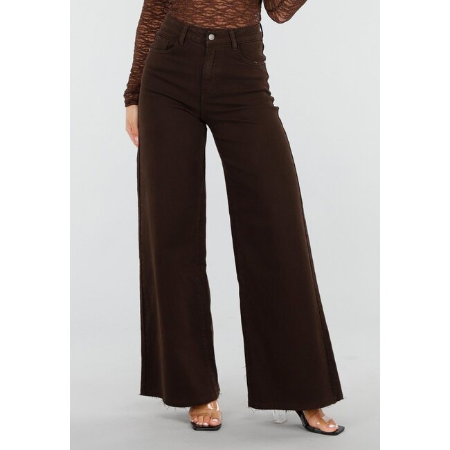 Redial Jeans Denim-Stretchhose in Braun mit weitem Bein