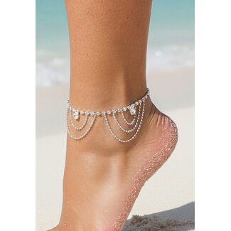 Silbernes mehrlagiges Edelstahlarmband mit Glitzersteinen