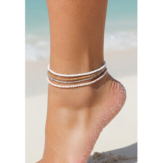 4-teiliges Knöchelarmband-Set mit rosa Perlen