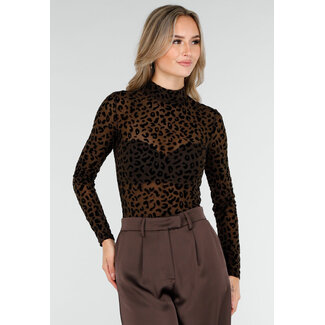 Leopard-Print-Bodysuit mit Kragen