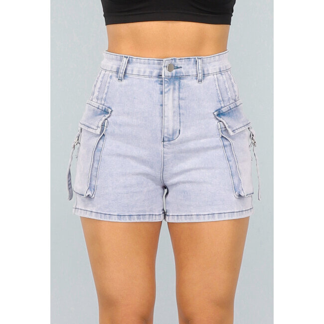 Blaue Denim Cargo-Shorts mit Stretch