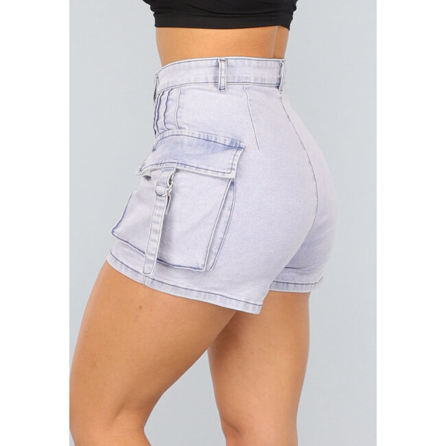 Blaue Denim Cargo-Shorts mit Stretch