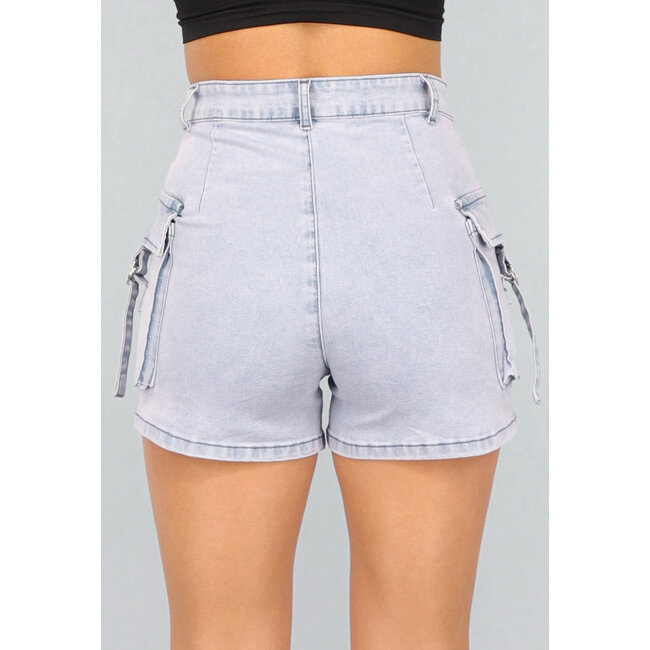 Blaue Denim Cargo-Shorts mit Stretch